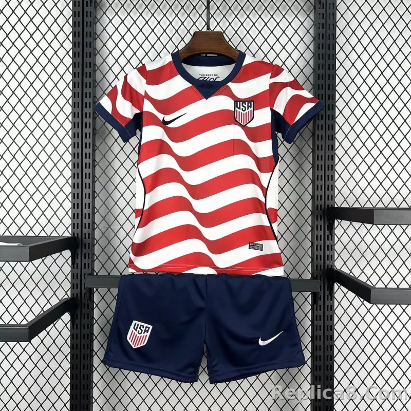 2026 USMNT Home World Cup Soccer Kids Kit Jersey+Shorts