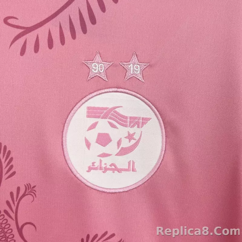 24-25 Algeria Soccer Jersey Pink - detail