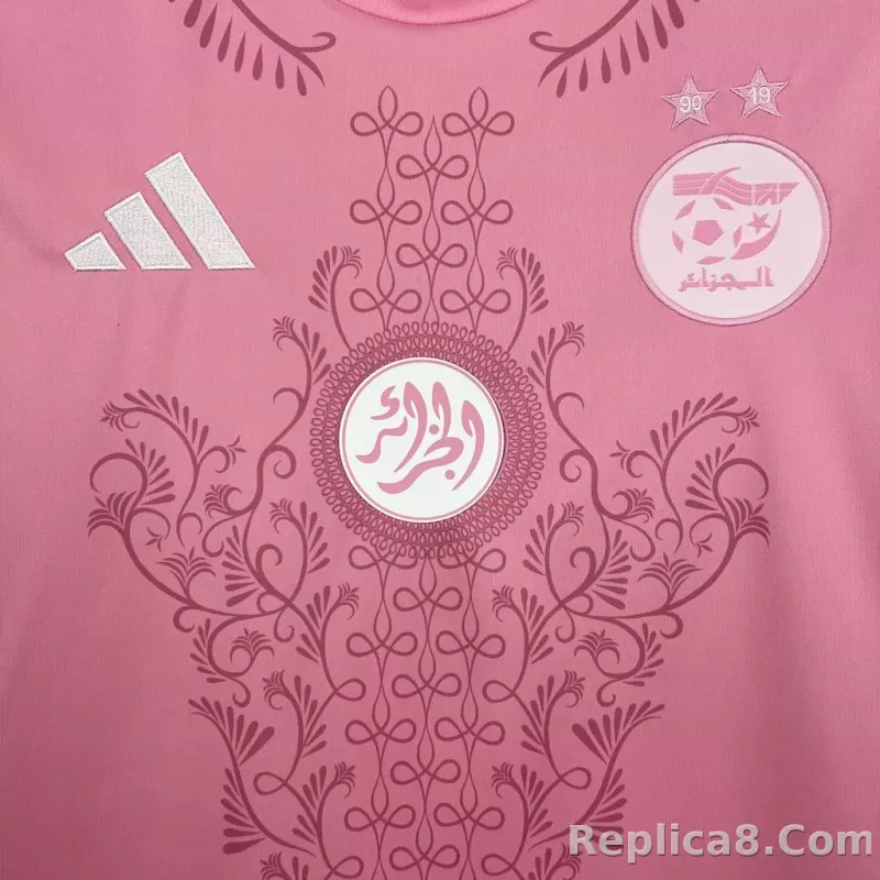 24-25 Algeria Soccer Jersey Pink - detail