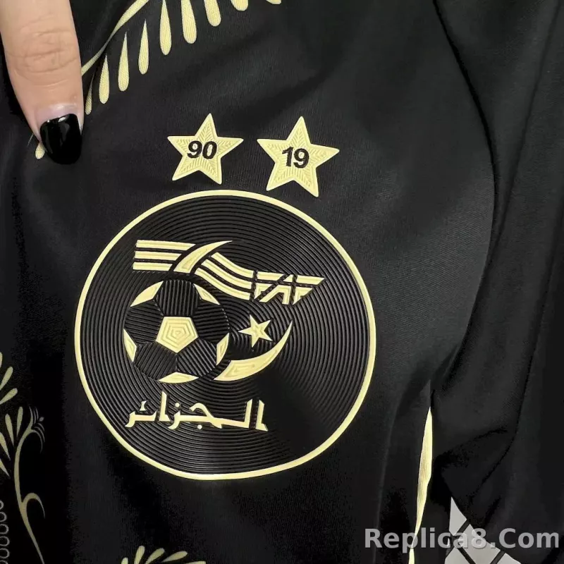24-25 Algeria Soccer Jersey Black - detail