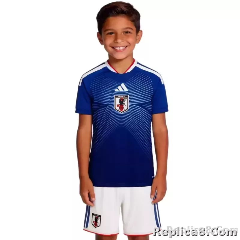 2026 Japan World Cup Home Soccer Kids Kit Jersey+Shorts - detail