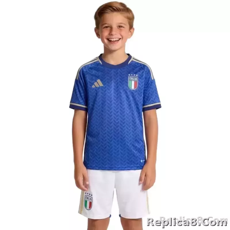 2026 Italy World Cup Home Soccer Kids Kit Jersey+Shorts - detail