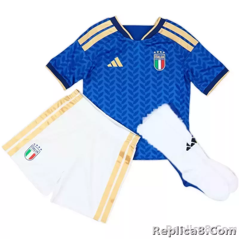 2026 Italy World Cup Home Soccer Kids Full Kit Jersey+Shorts+Socks