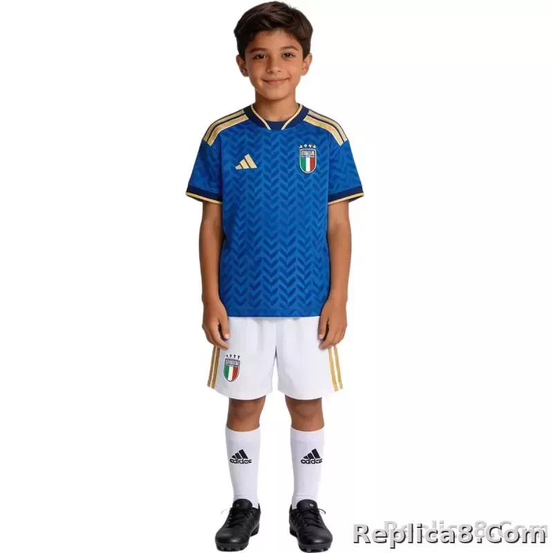 2026 Italy World Cup Home Soccer Kids Full Kit Jersey+Shorts+Socks - detail