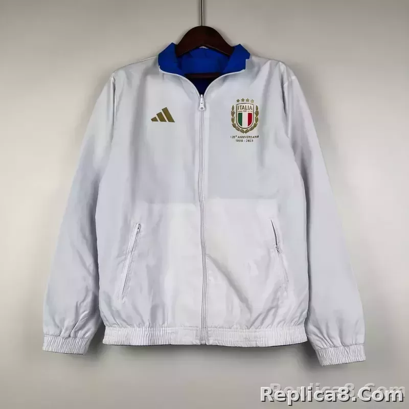2023-2024 Italy Reversible Windbreaker （White-Blue）Soccer Jersey 1:1 Thai Quality - detail
