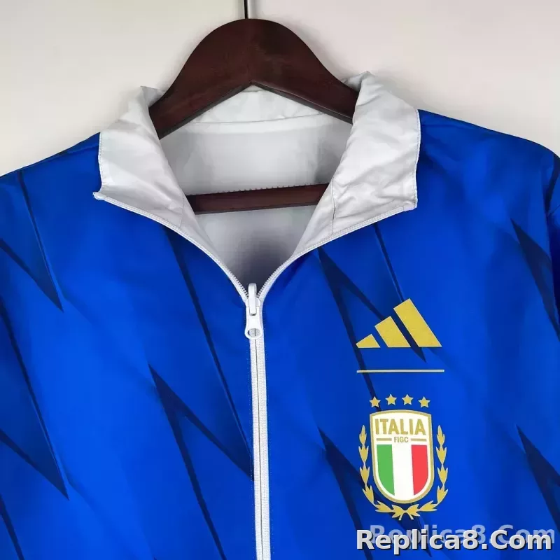 2023-2024 Italy Reversible Windbreaker （White-Blue）Soccer Jersey 1:1 Thai Quality - detail