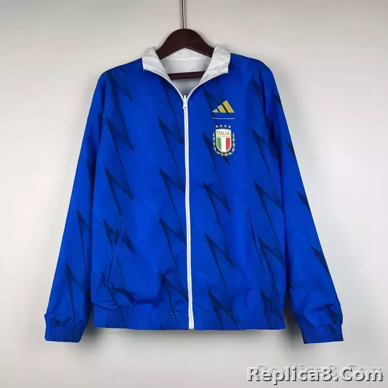 2023-2024 Italy Reversible Windbreaker （White-Blue）Soccer Jersey 1:1 Thai Quality - detail