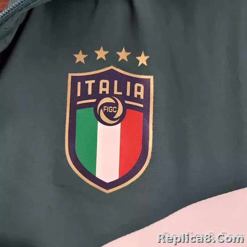 2022 Italy Windbreaker White-Green - detail