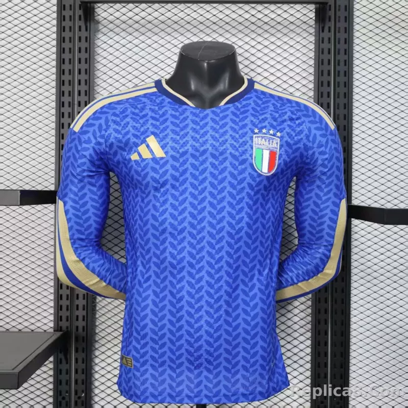 2025-26 Italy World Cup Home Jersey Player Version Long Sleeve