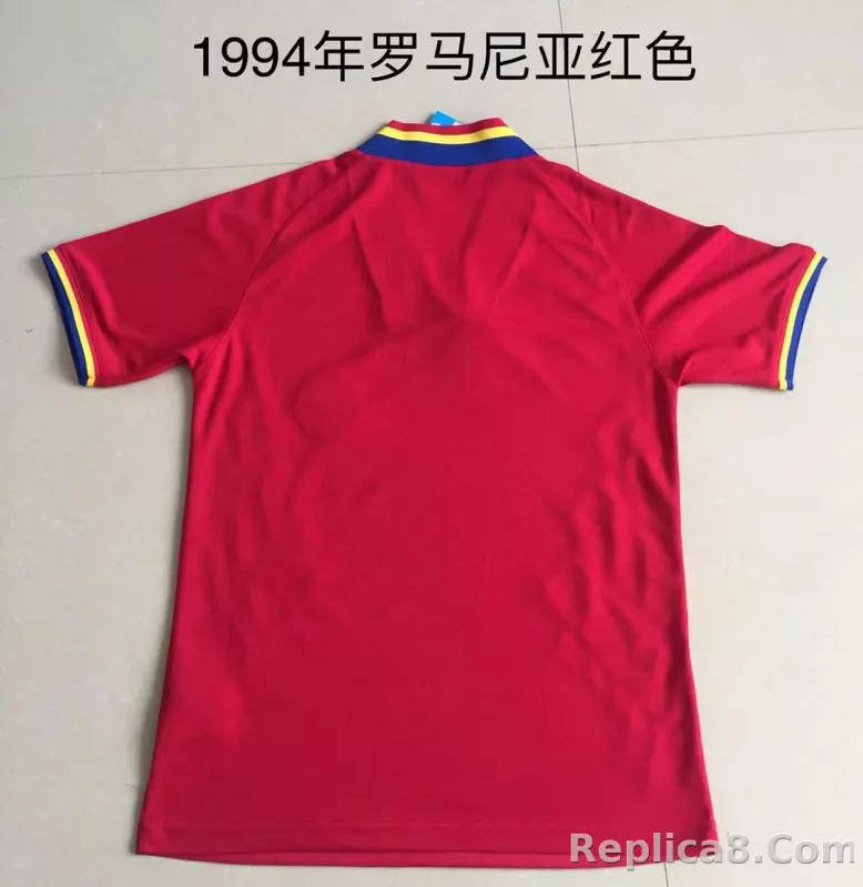 1994 Romania Home Football Retro Jersey Red - detail