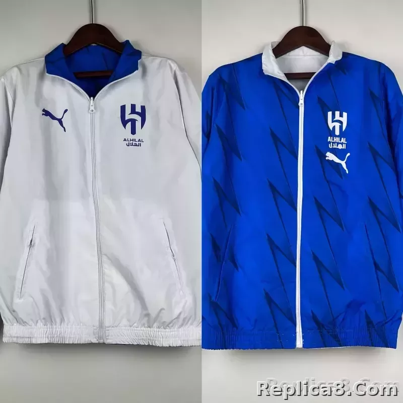 2023/2024 Al-Nassr Reversible Windbreaker（White-Blue）Soccer Jersey 1:1 Thai Quality - detail