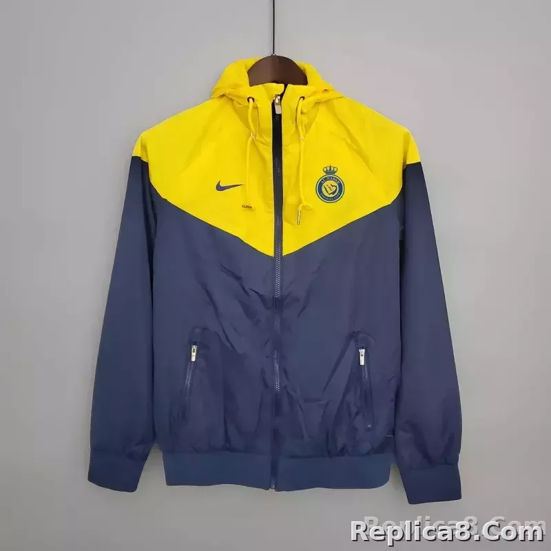 2023/2024 Al-Nassr Windbreaker Navy blue and yellow Soccer Jersey 1:1 Thai Quality
