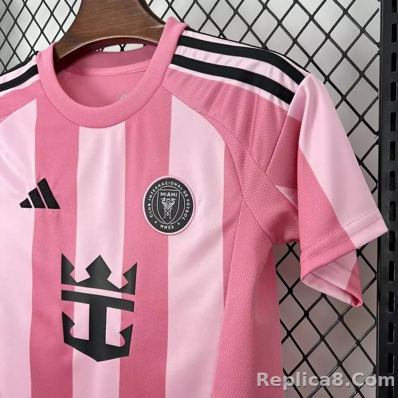 25-26 Inter Miami CF Pink  Soccer Kids Kit Jersey+Shorts - detail