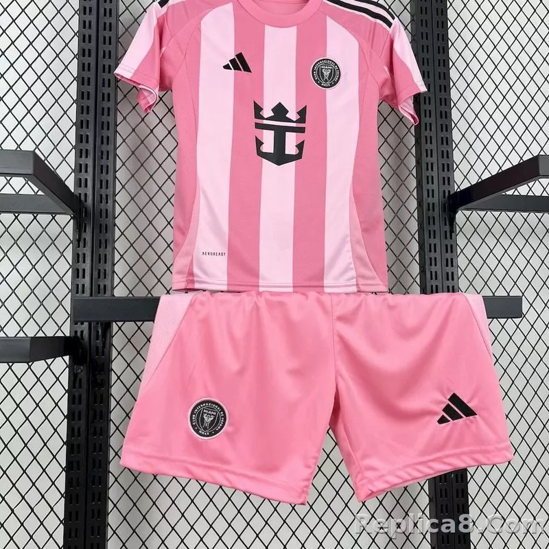 25-26 Inter Miami CF Pink  Soccer Kids Kit Jersey+Shorts - detail