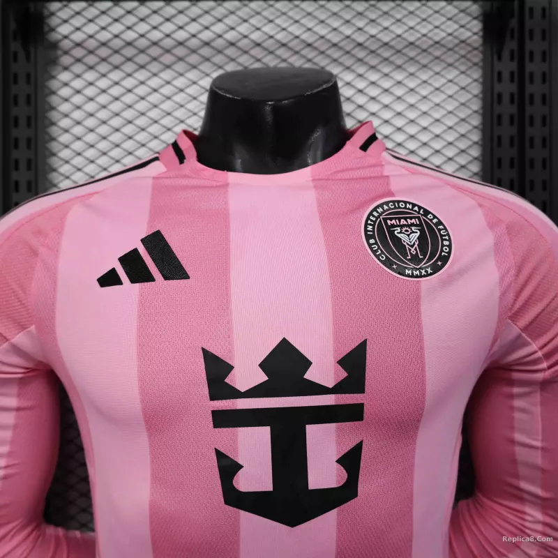 25-26 Inter Miami CF Pink  Soccer Jersey Player Version Long Sleeve - detail