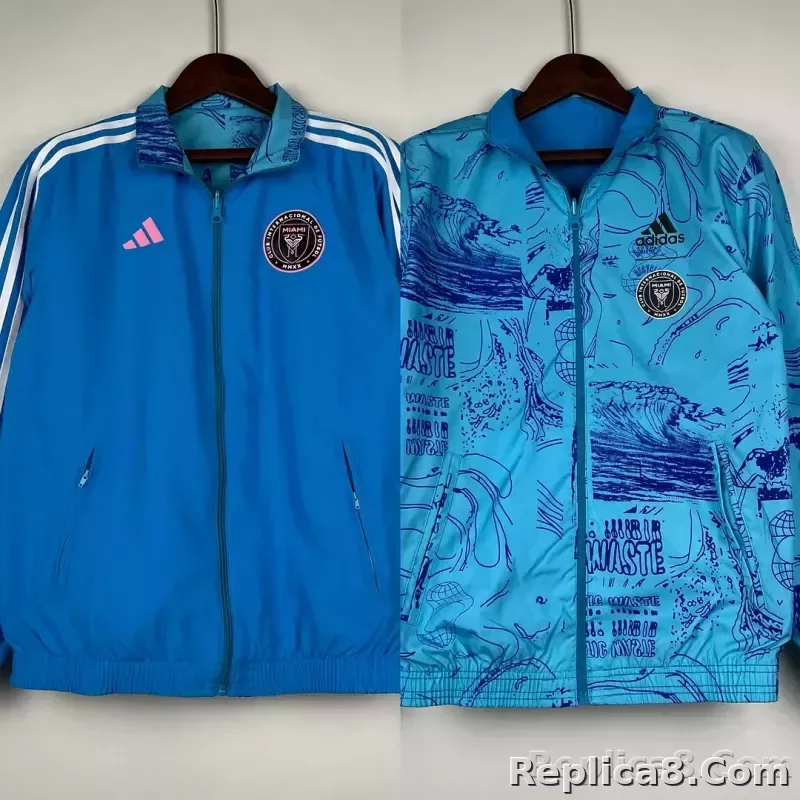 2023/2024 Inter Miami Reversible Windbreaker Blue Soccer Jersey 1:1 Thai Quality