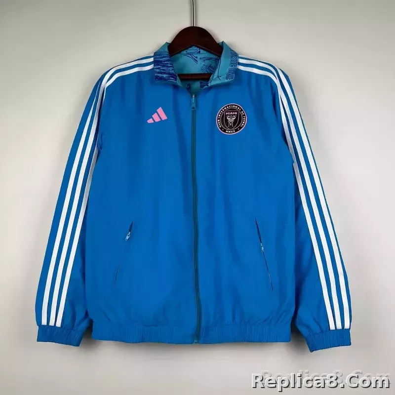 2023/2024 Inter Miami Reversible Windbreaker Blue Soccer Jersey 1:1 Thai Quality - detail