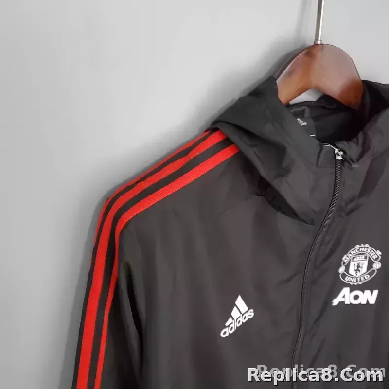 2021/2022 Manchester United Jersey Windbreaker Black - detail