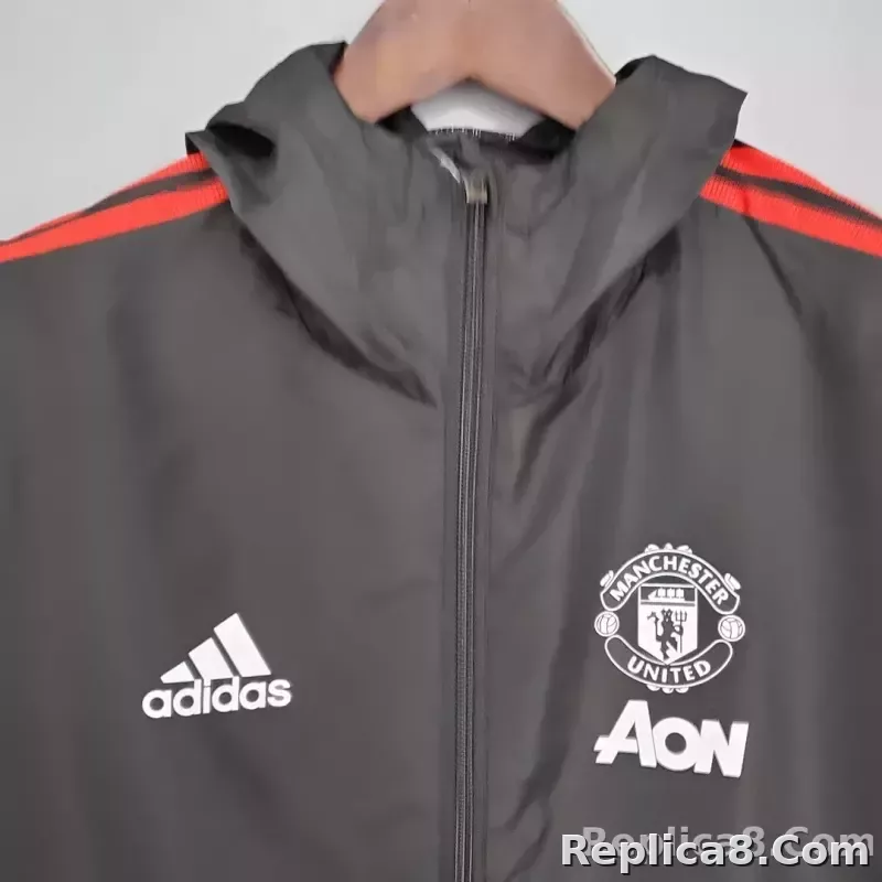 2021/2022 Manchester United Jersey Windbreaker Black - detail