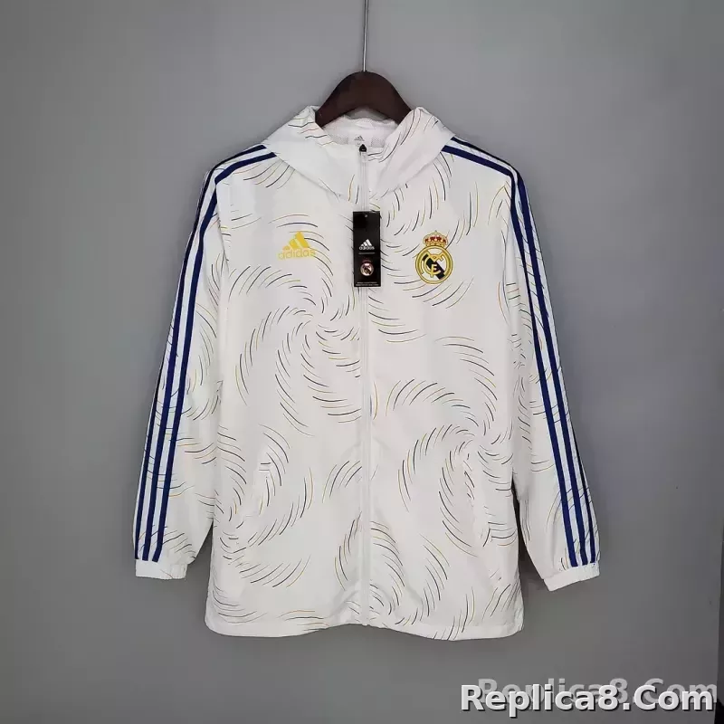 2021/2022 Real Madrid Jersey Windbreaker White(Blue Edge)