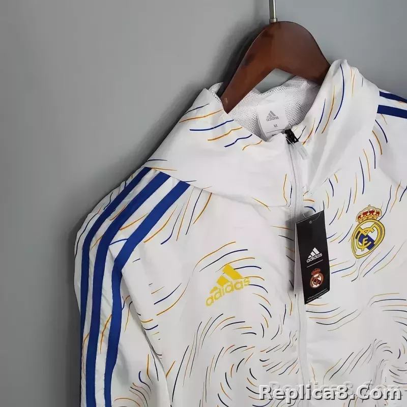 2021/2022 Real Madrid Jersey Windbreaker White(Blue Edge) - detail