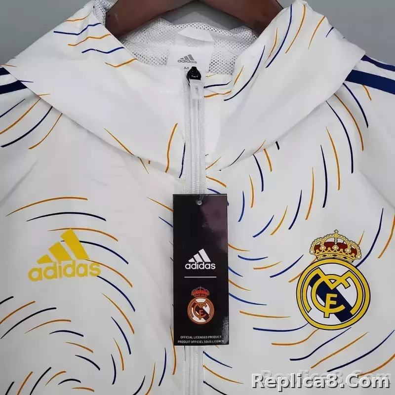 2021/2022 Real Madrid Jersey Windbreaker White(Blue Edge) - detail