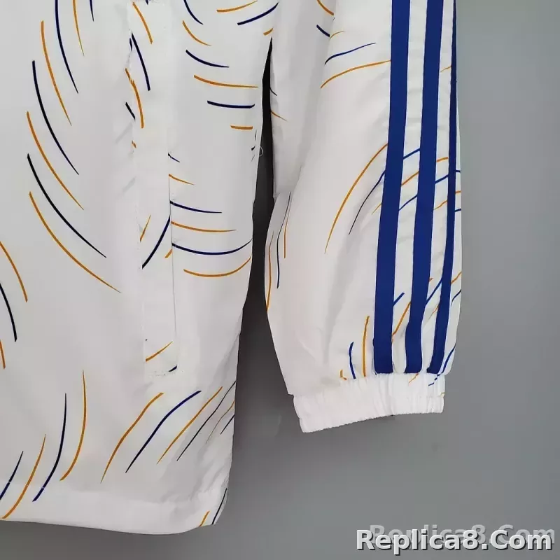 2021/2022 Real Madrid Jersey Windbreaker White(Blue Edge) - detail