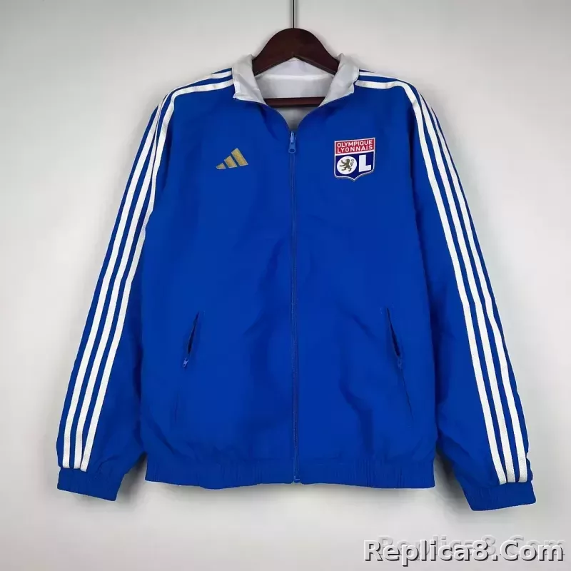2023/2024 Lyon Reversible Windbreaker（Blue-white）Soccer Jersey 1:1 Thai Quality - detail