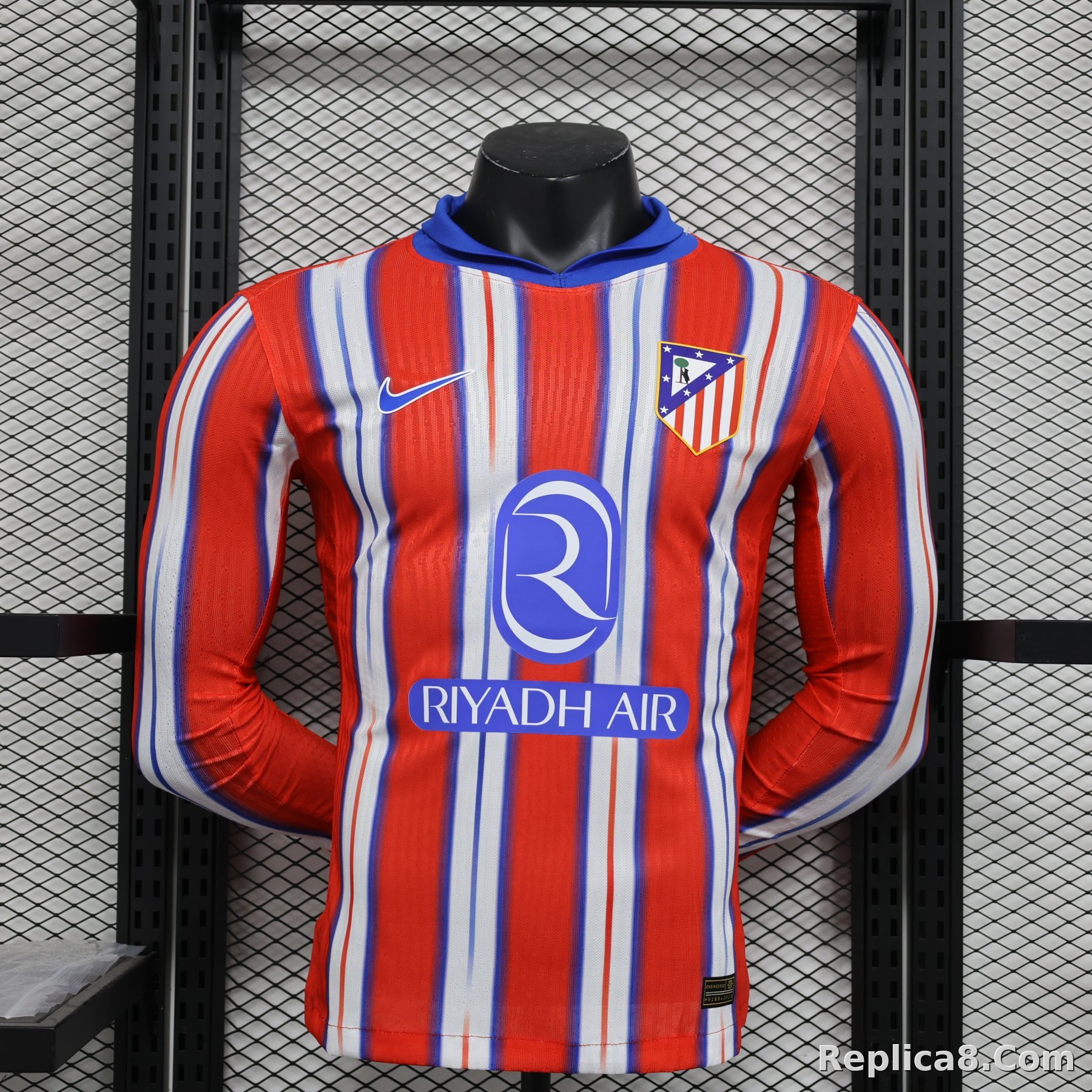 24-25 Atletico Madrid Home Soccer Jersey Player Edition Long Sleeve