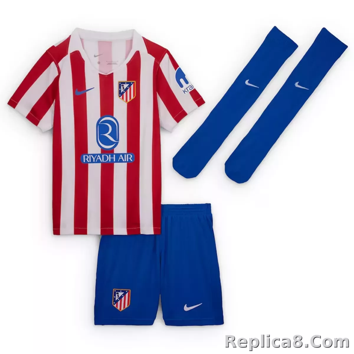 25-26 Atletico Madrid Home Soccer Full Kids Kit Jersey+Shorts