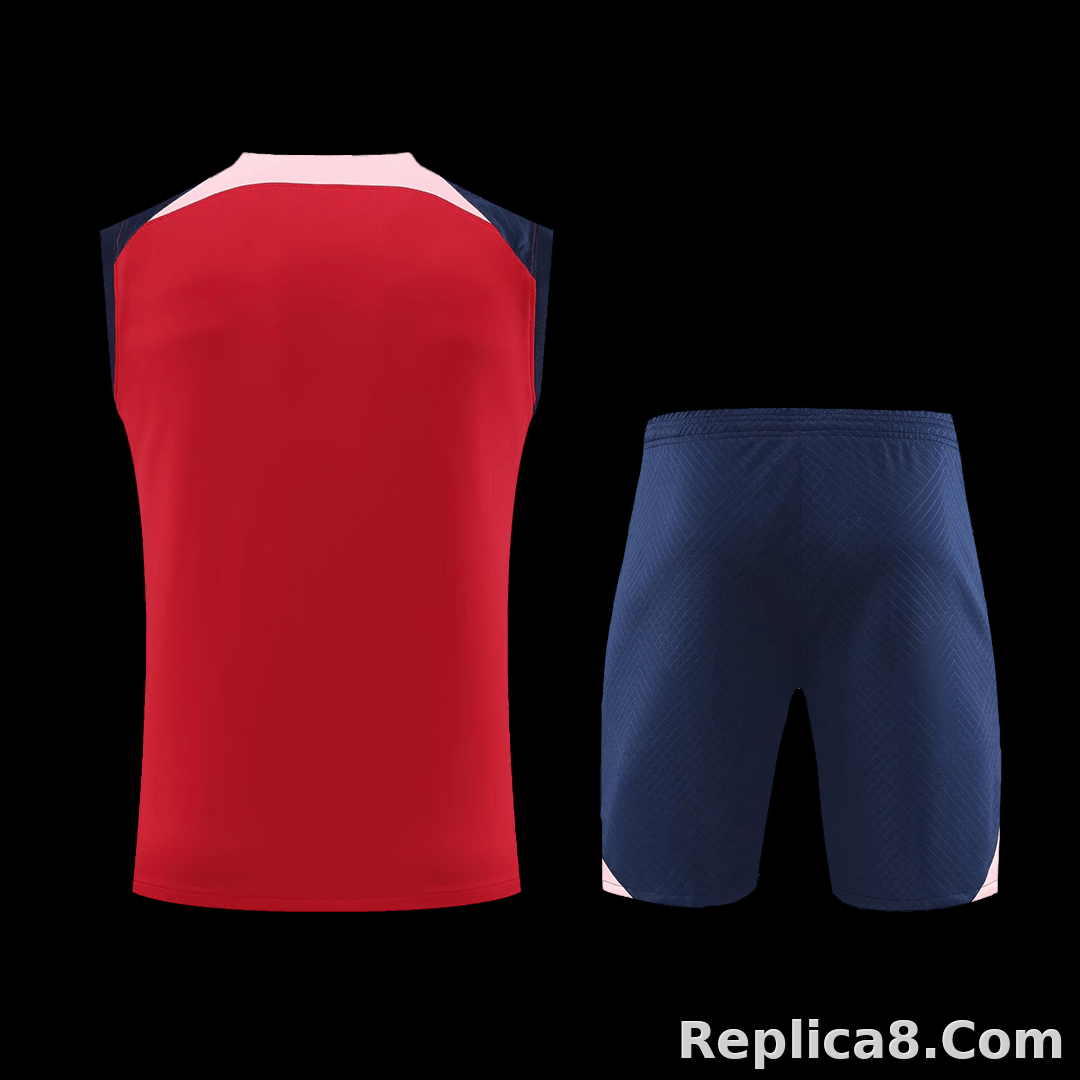 Atletico Madrid Sleeveless Training Kit (Top+Shorts) Red 2023/24 - detail