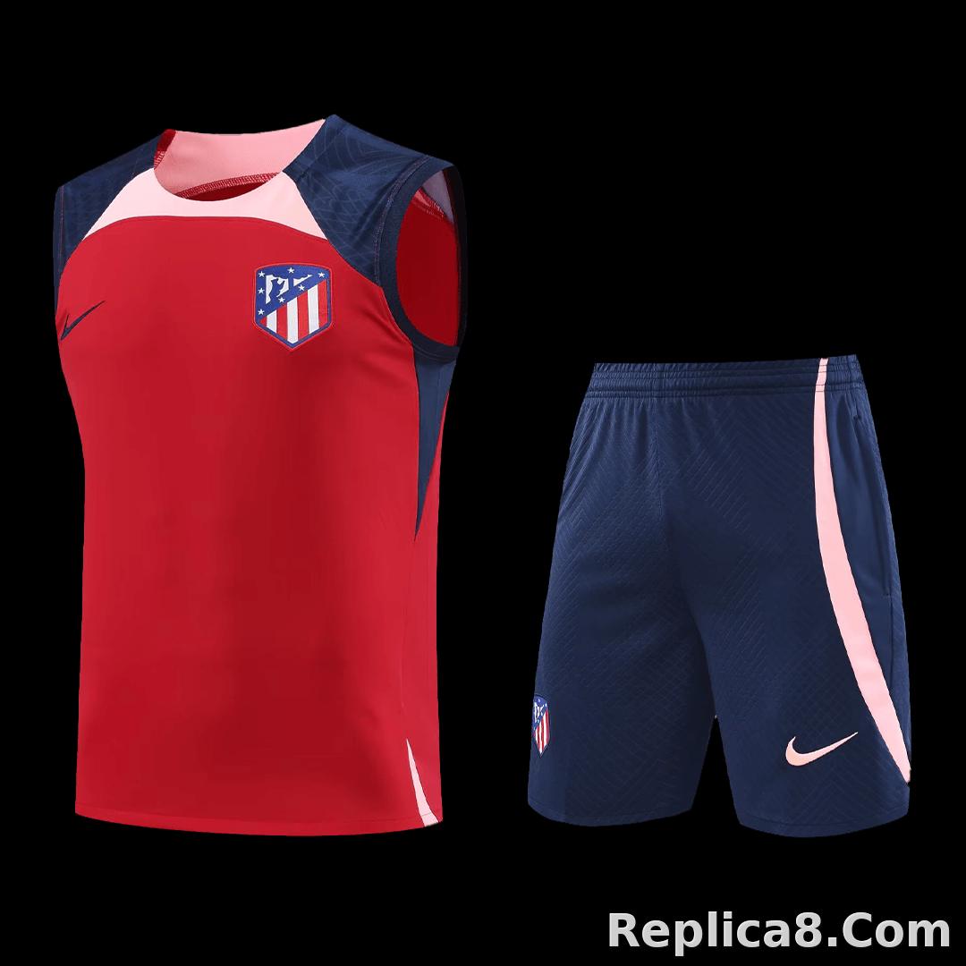 Atletico Madrid Sleeveless Training Kit (Top+Shorts) Red 2023/24 - detail
