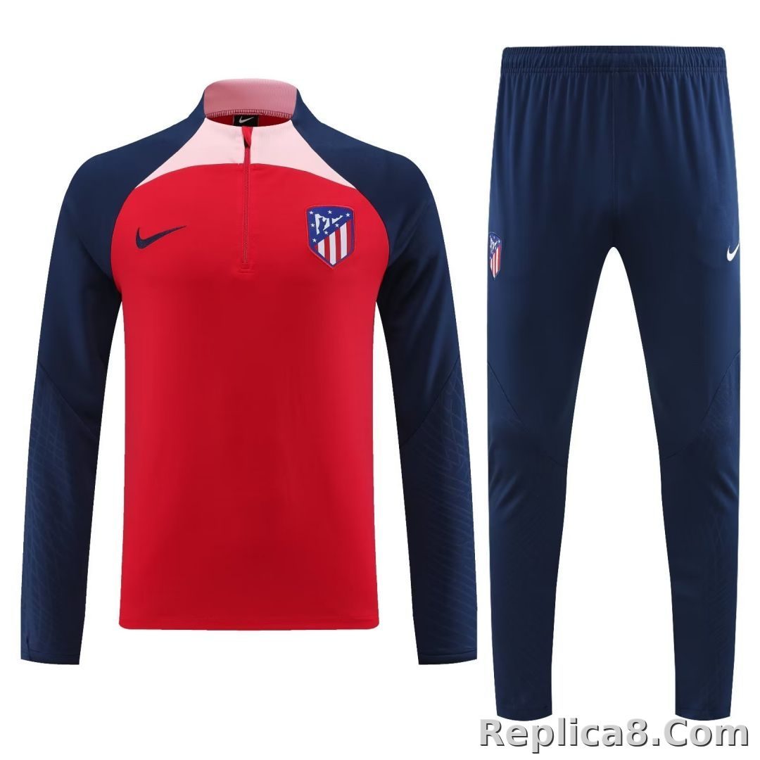 Atletico Madrid Zipper Sweatshirt Kit(Top+Pants) Red 2023/24