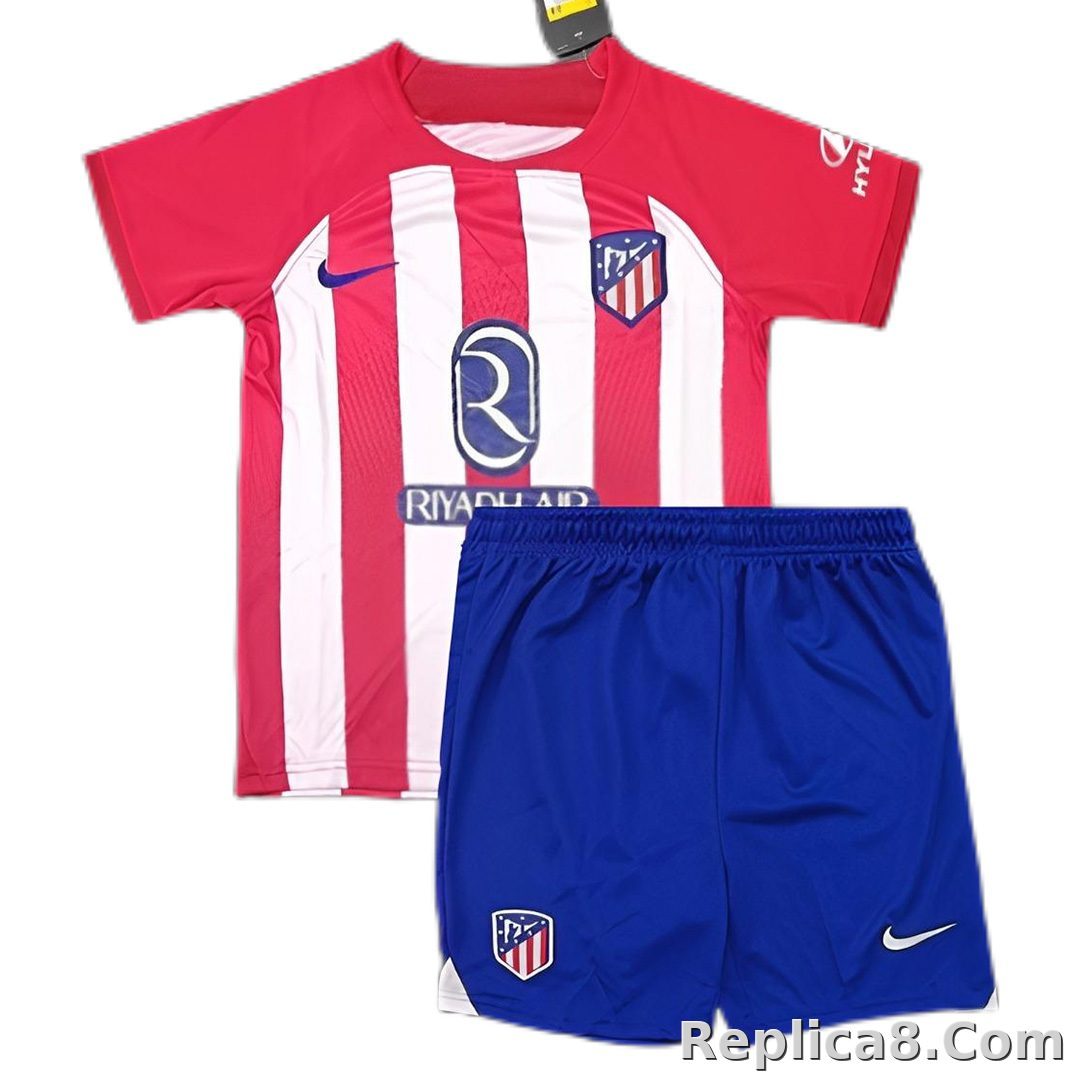 23-24 Atletico Madrid Home Kids Kit Jersey+Shorts