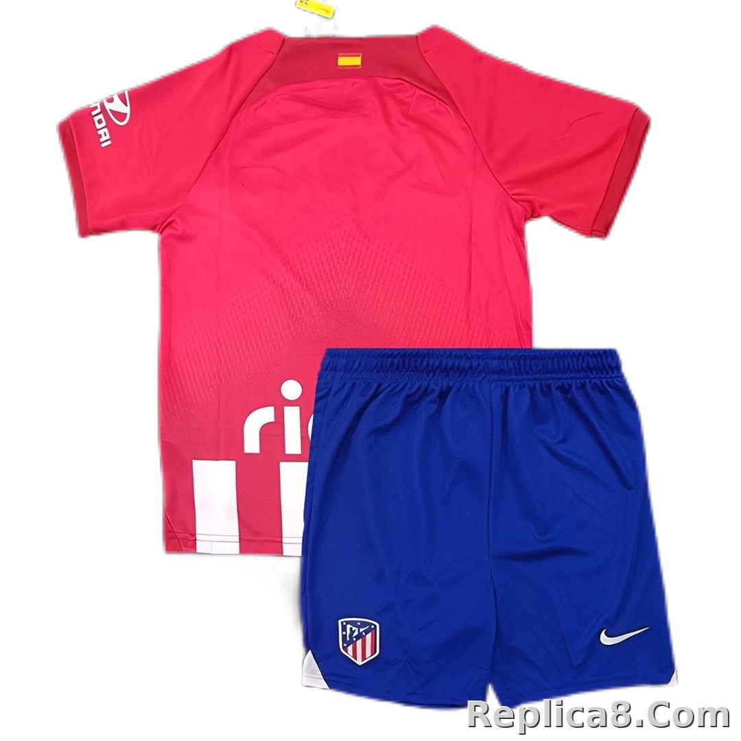 23-24 Atletico Madrid Home Kids Kit Jersey+Shorts - detail