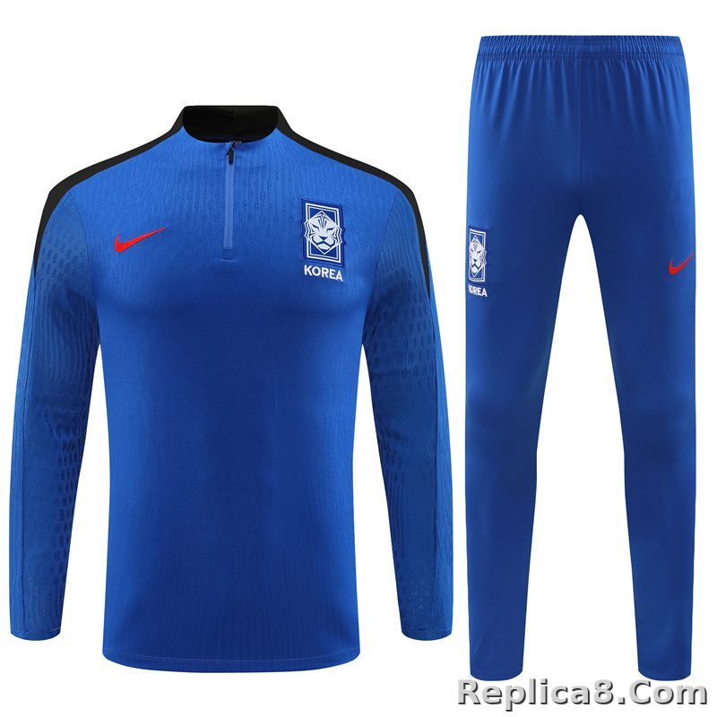 24-25 South Korea Blue with Black Half Zipper Training Tracksuit