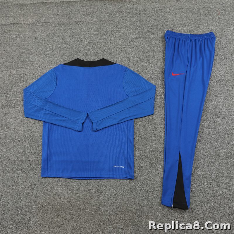 24-25 South Korea Blue with Black Half Zipper Training Tracksuit - detail
