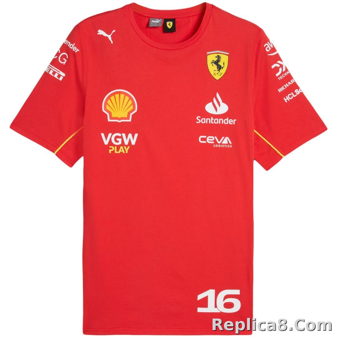 Scuderia Ferrari F1 Racing Team Charles Leclerc Driver T-Shirt 2024 - detail
