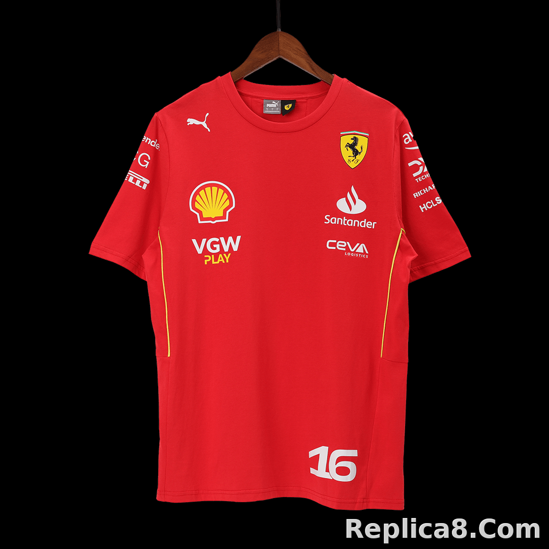 Scuderia Ferrari F1 Racing Team Charles Leclerc Driver T-Shirt 2024 - detail