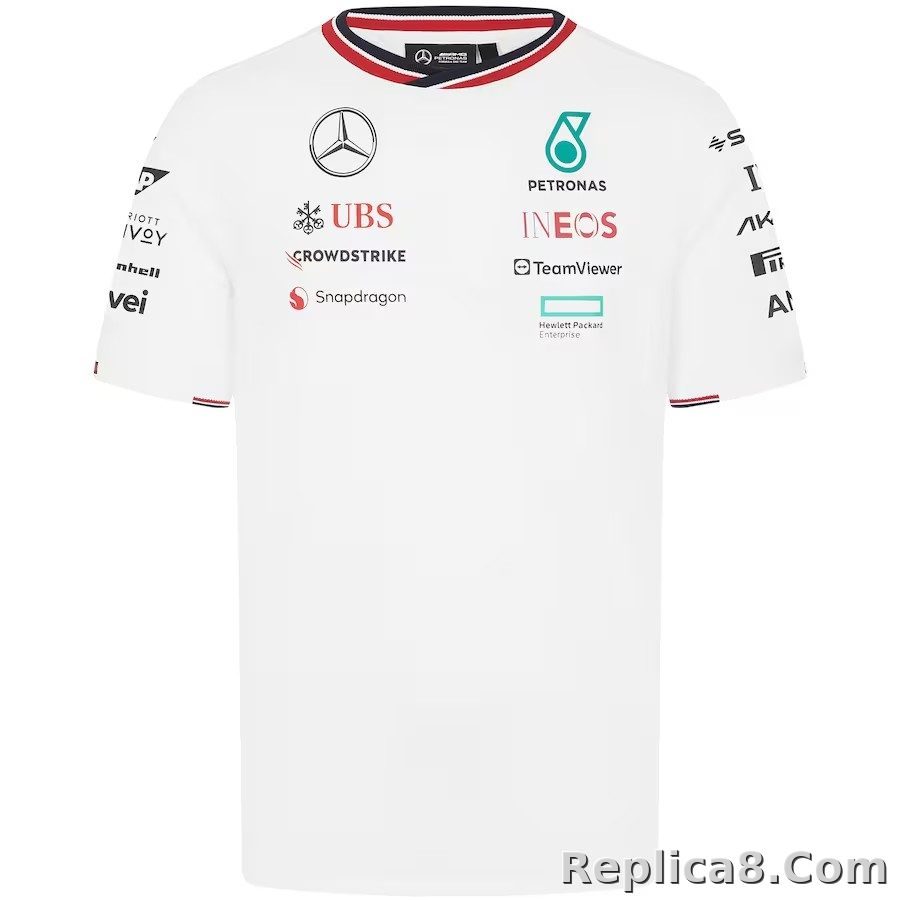 Mercedes AMG Petronas F1 Team Driver T-Shirt - White 2024 - detail