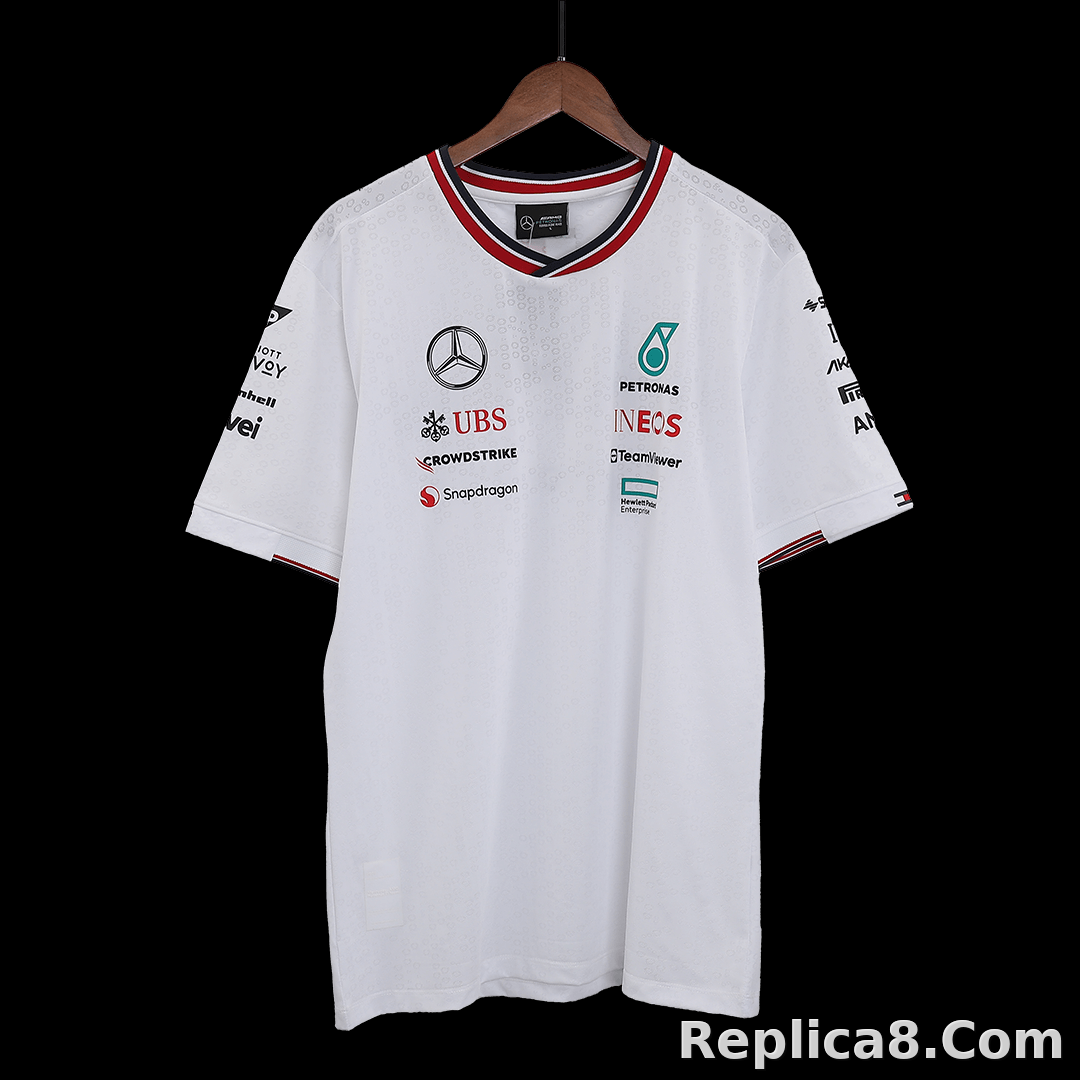 Mercedes AMG Petronas F1 Team Driver T-Shirt - White 2024 - detail