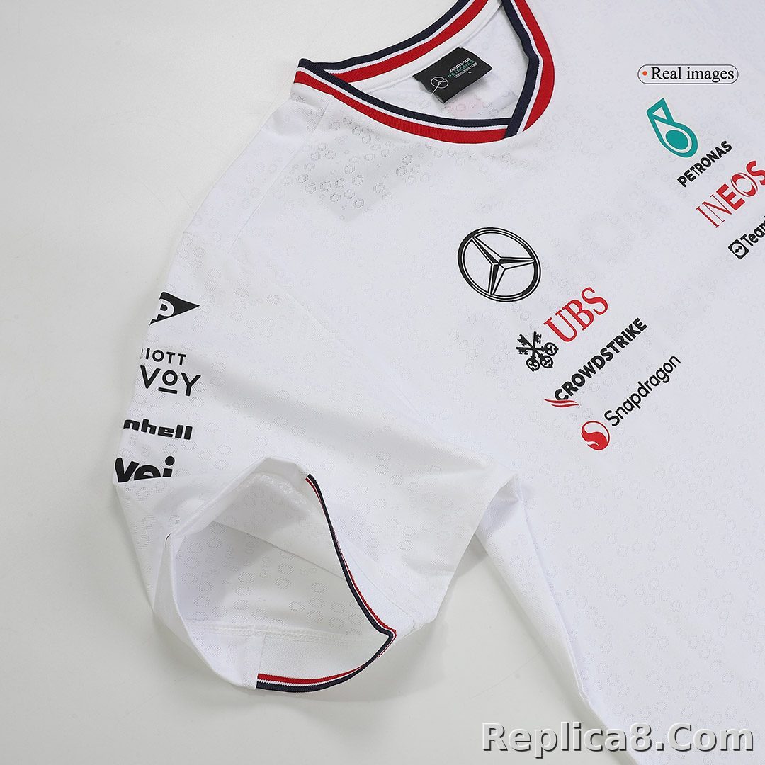 Mercedes AMG Petronas F1 Team Driver T-Shirt - White 2024 - detail