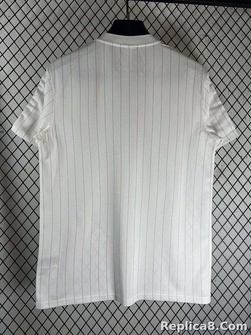 White Real Madrid Retro Yellow Trim - detail