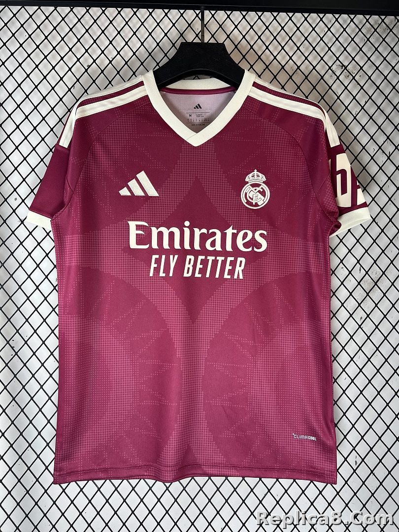 Plum Red Real Madrid Second Away Jersey - detail